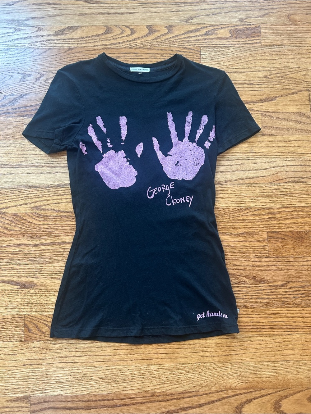 James Perse Breast Cancer Awareness George Clooney Black and Pink Tee Size 2